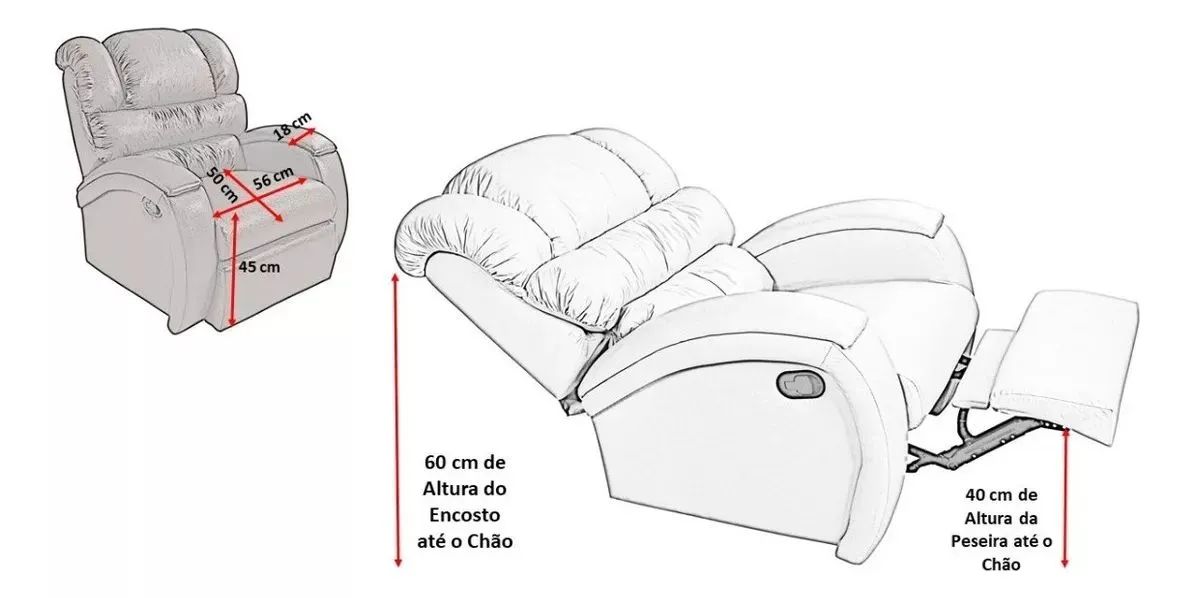 Poltrona Reclinável de Couro Confortável - Foto 5