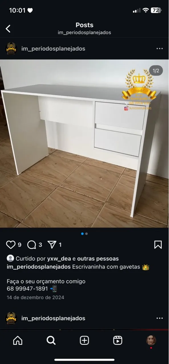 Escrivaninha com Gavetas Planejada