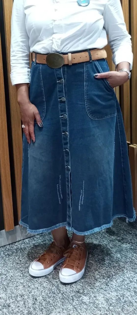 Saia jeans Midi do 40 ao 46 - Foto 2