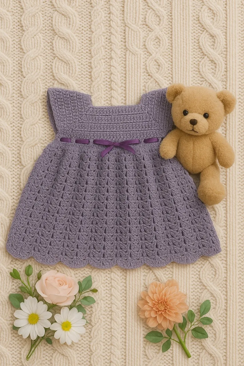 Vestido de crochê para bebê menina