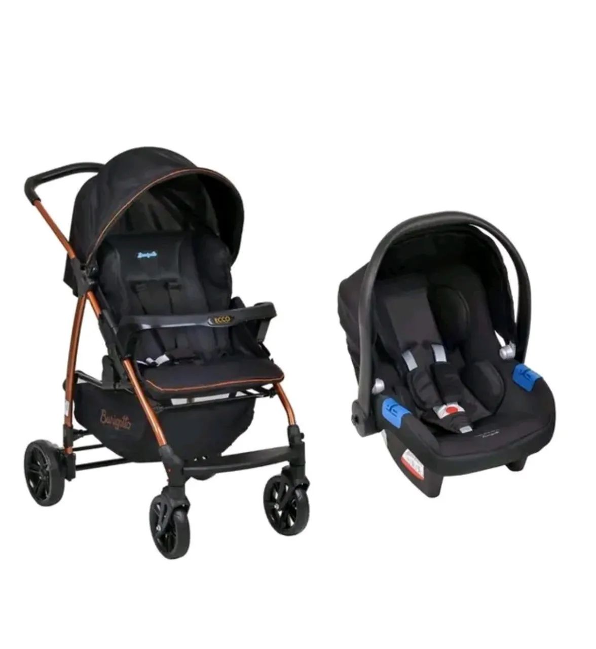 Carrinho de Bebê Travel System Ecco Burigotto com Bebê conforto e base - Leve e Prático - Foto 4