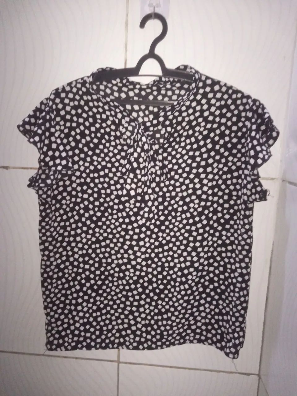 Blusa de Poá Preta Feminino G 