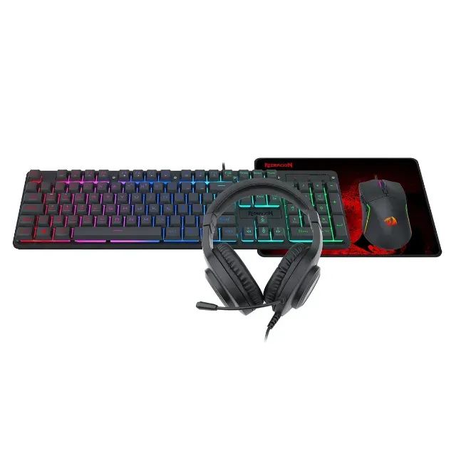 Combo Gamer Redragon Essentials S166 4 em 1 Teclado/Mouse/Headset/Mousepad - WZetta - Foto 2