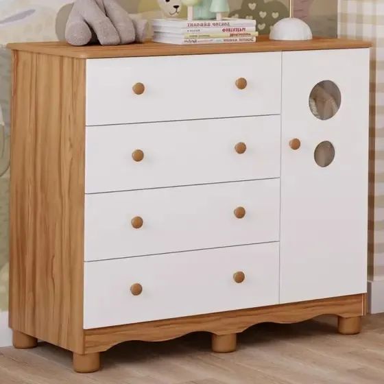 Comoda Bolinha 100% MDF - Peroba