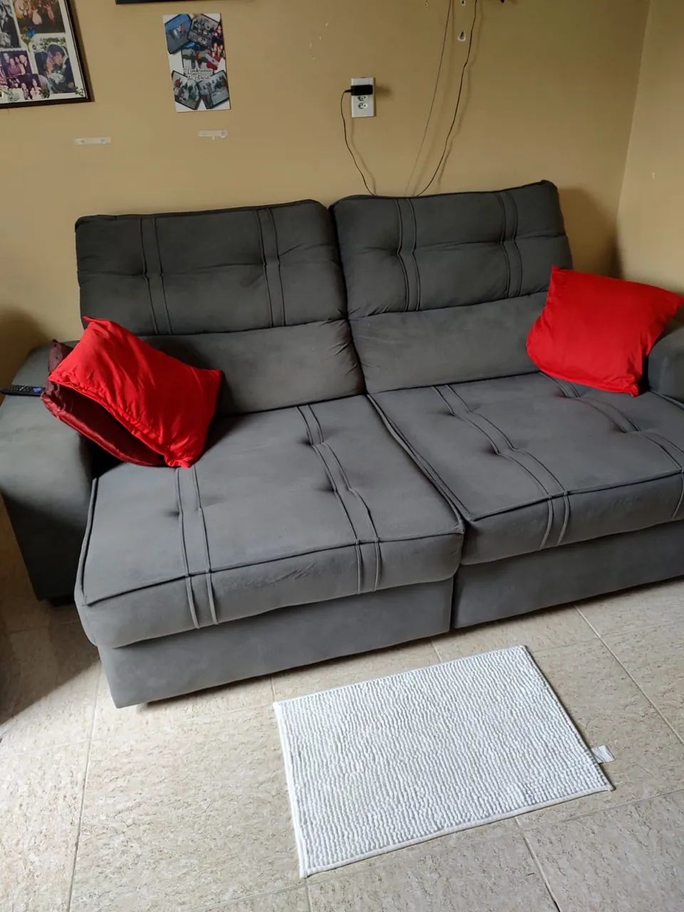 Sofá retrátil 3 lugares (cinza)