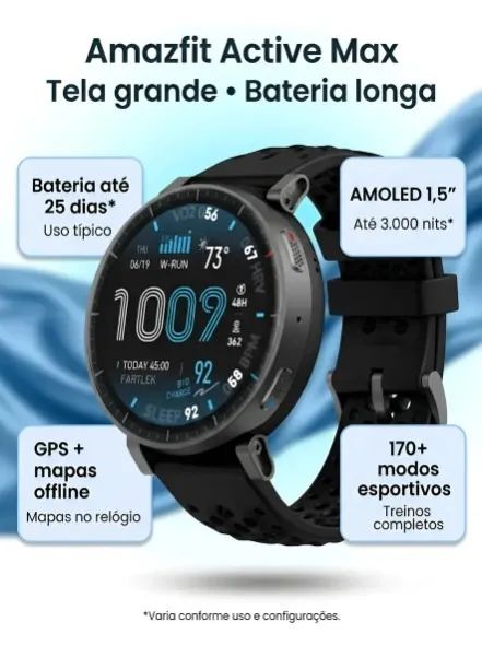 Smartwatch Amazfit Active Max Com Tela AMOLED 3000 Nits - Foto 2