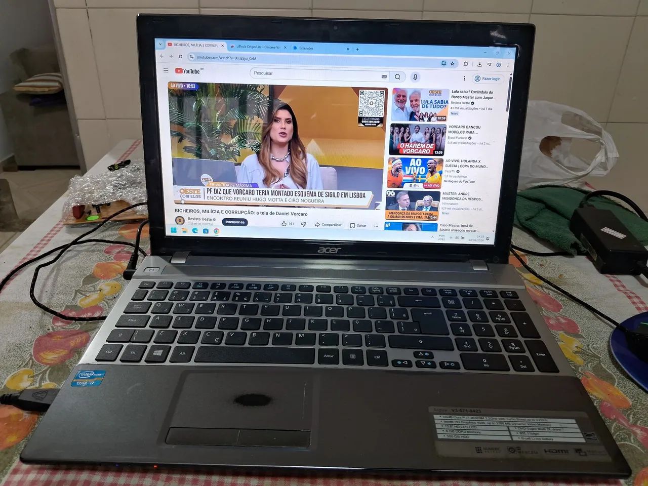 Notebook Acer Aspire I7-3623-QM + 6Gb + Ssd 240gb