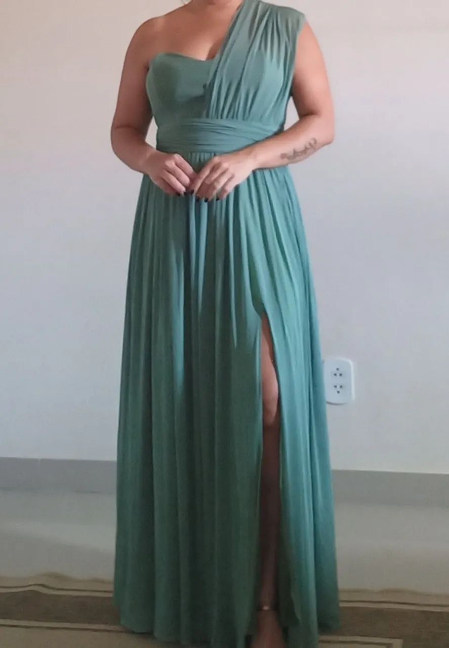 Vestido em tule verde oliva - Foto 3