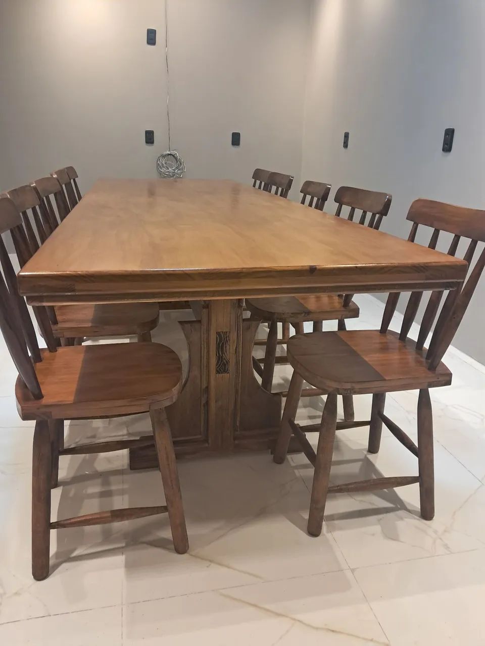 Mesa rustica jantar c9m 10 cadeiras. 
