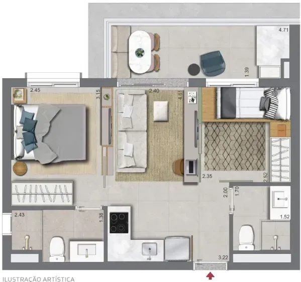 PLANTA 46m²
