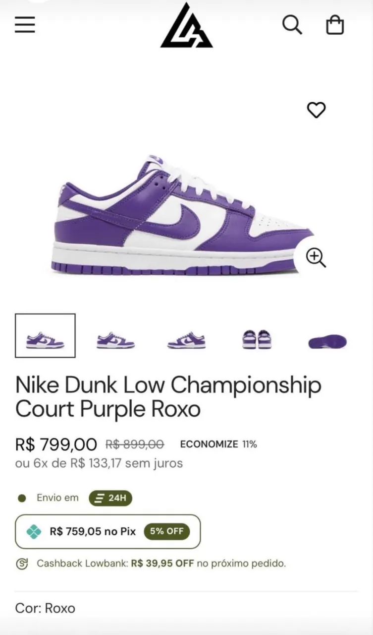 Nike Dunk Low Championship Roxo Original - Foto 3