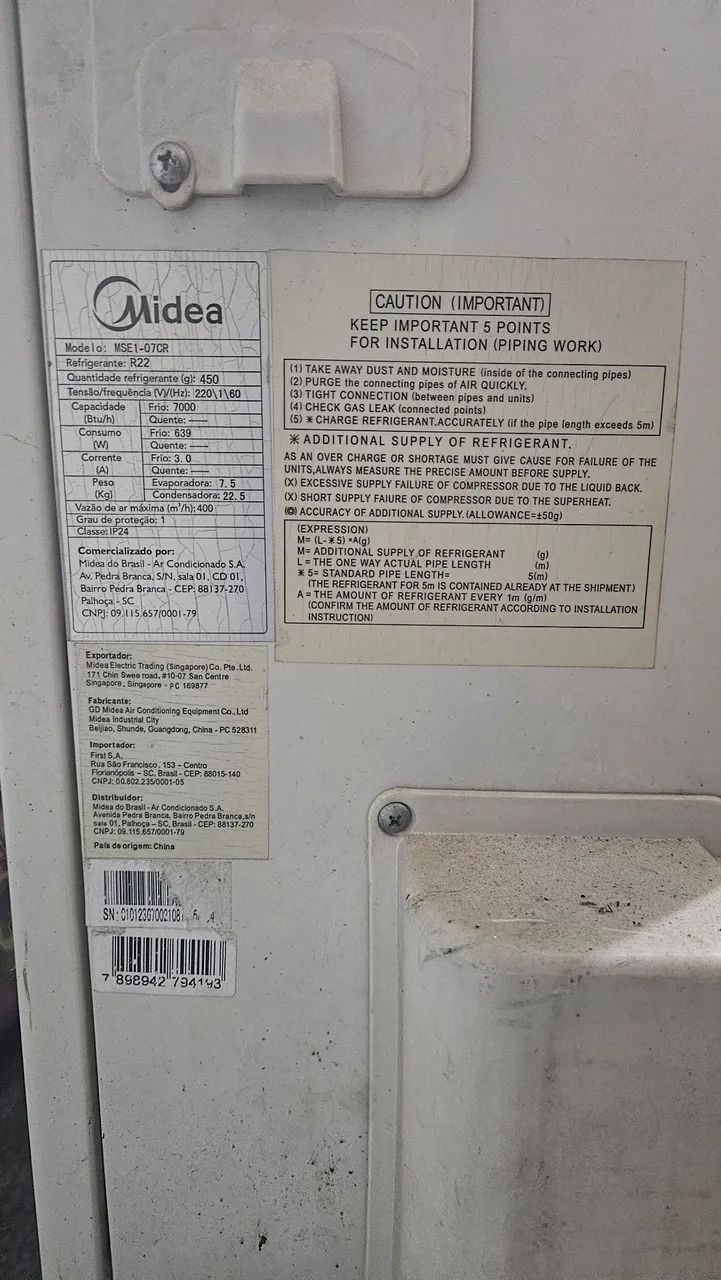 AR-CONDICIONADO MIDEA SPLIT 7.000 BTUs - 220V   USADO - Foto 2