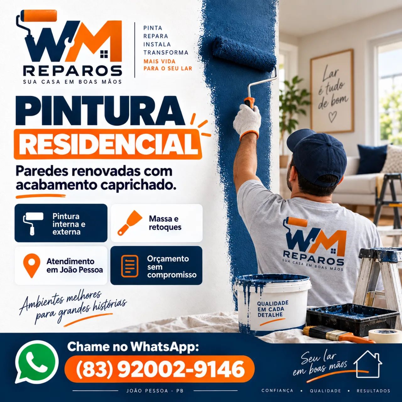     Pintura residencial em João Pessoa | WM Reparos