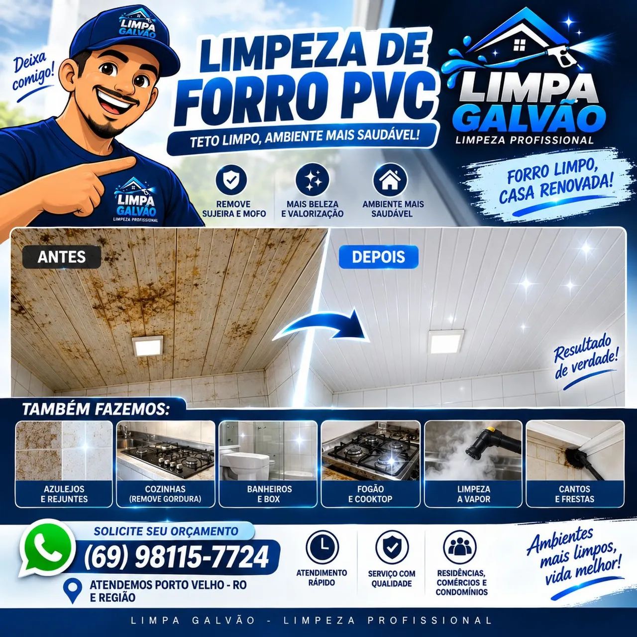 Limpeza de forro e azulejos 