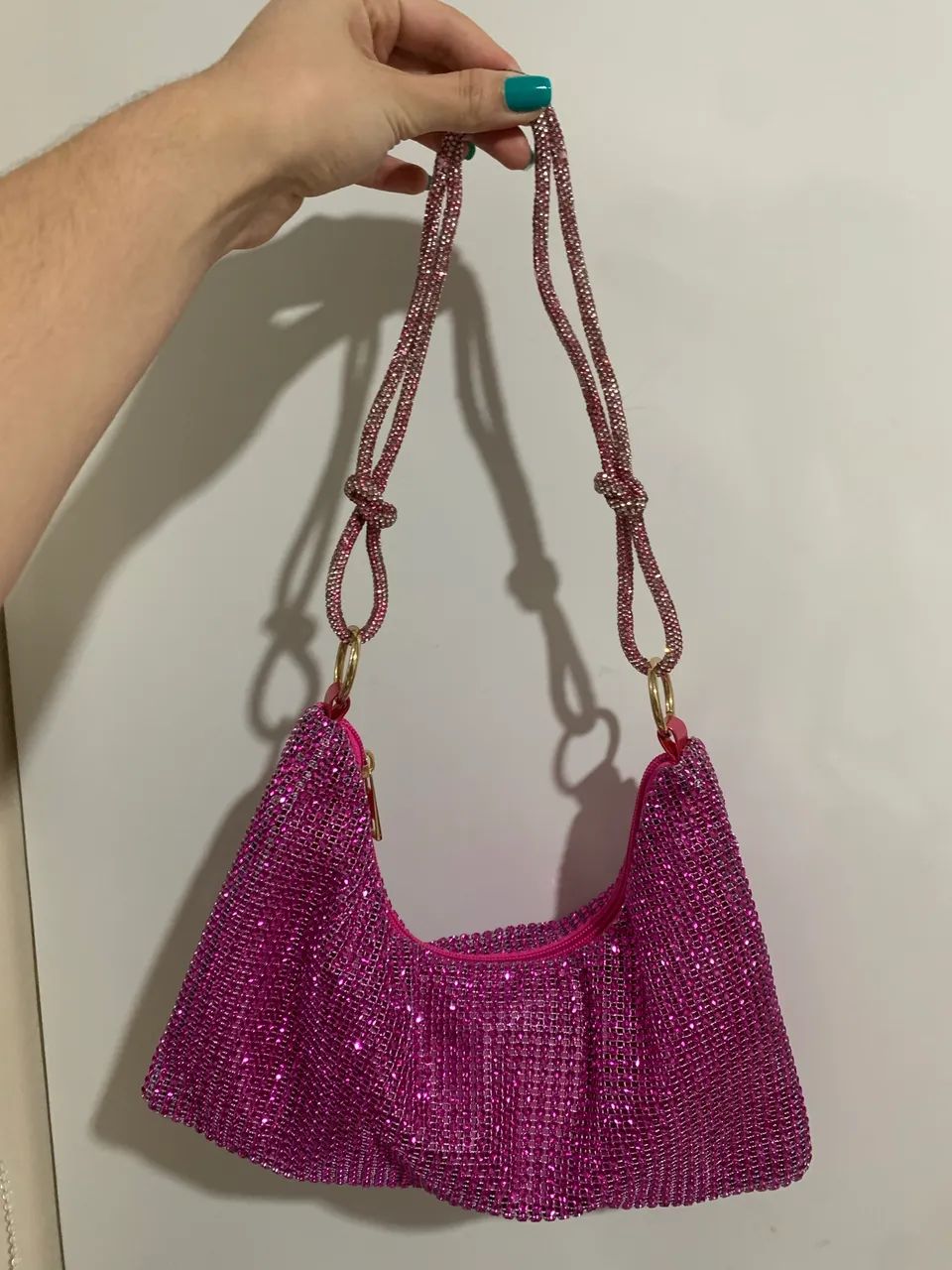 Bolsa pequena de ombro rosa 