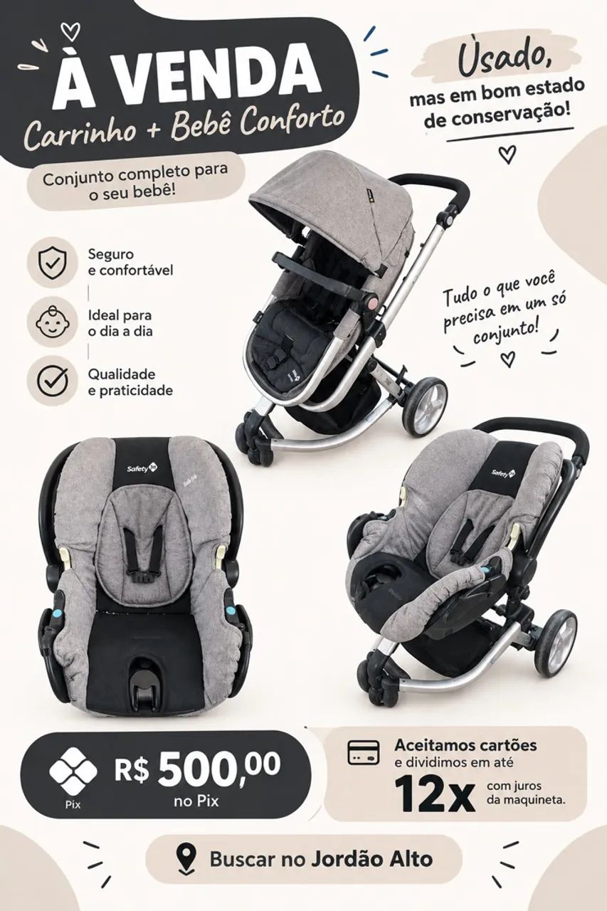 Carrinho + bebê conforto 