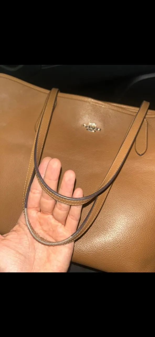 Bolsa caramelo coach dupla face - Foto 3