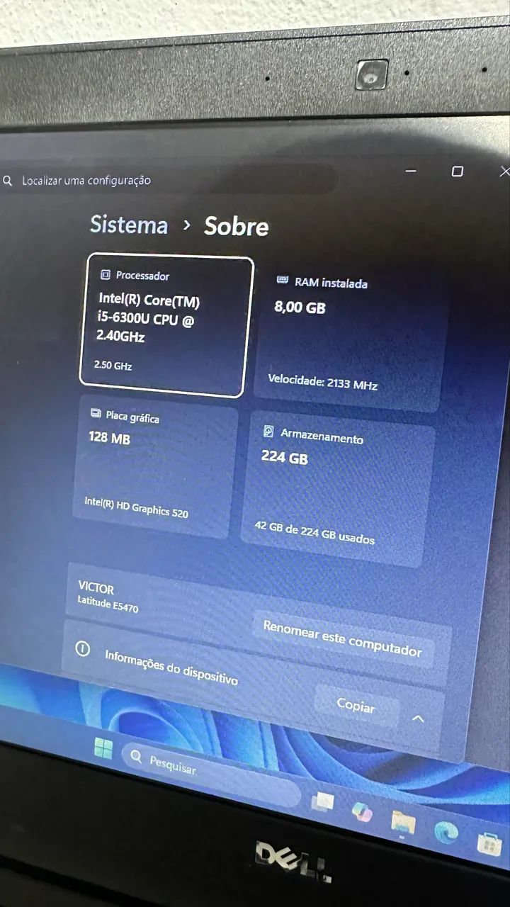 Notebook Dell - i5 de 6ª Geração - 8Gb - com Biometria - Foto 2