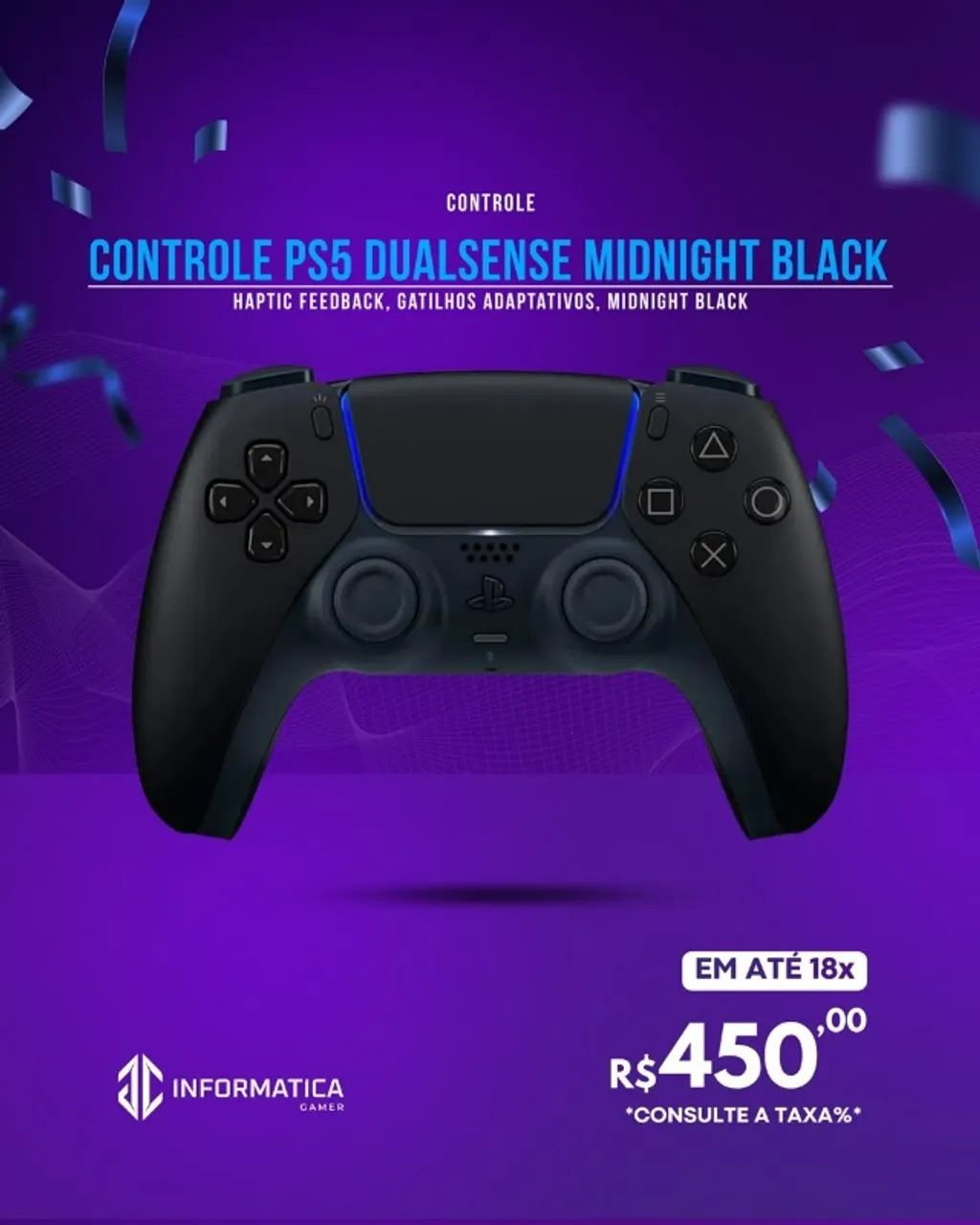 CONTROLE DUALSENSE MIDNIGHT BLACK PS5