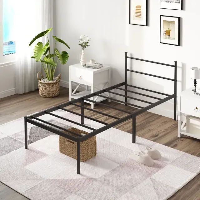 Cama De Ferro Solteiro Cabeceira E Espago, Resistente Preto - Foto 2