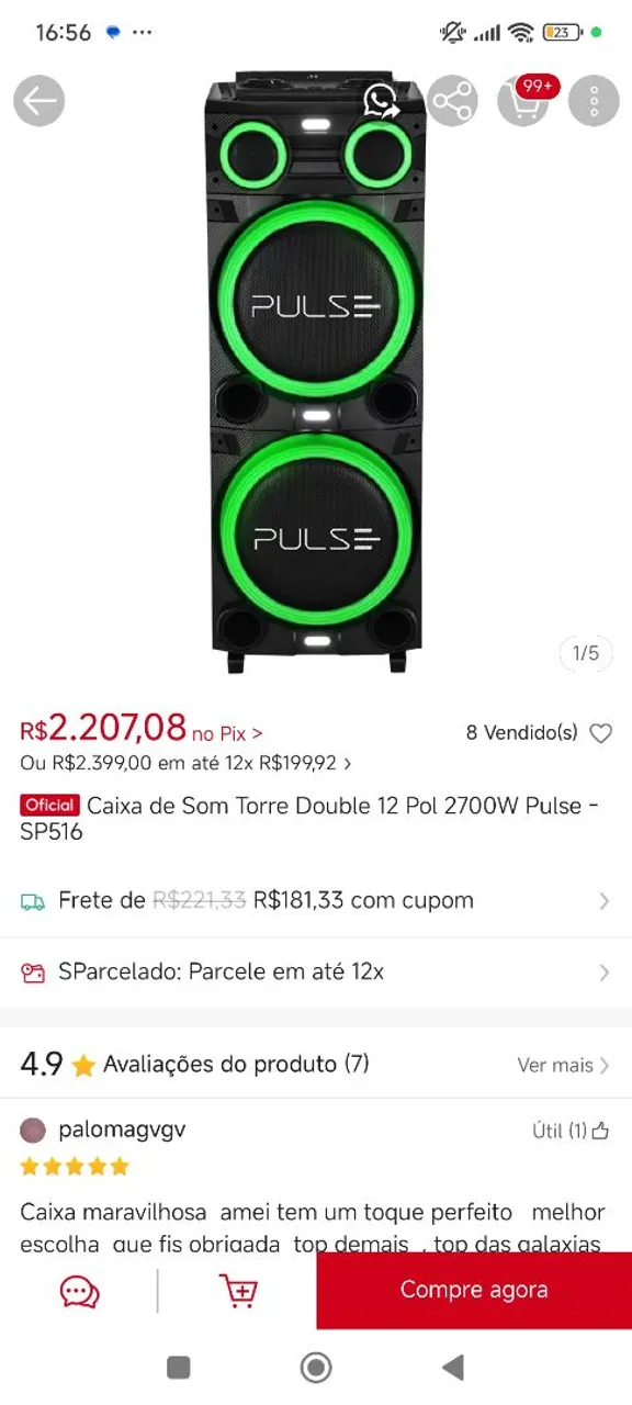 Caixa de som profissional PZ yac 15a 500w - Equipamentos e