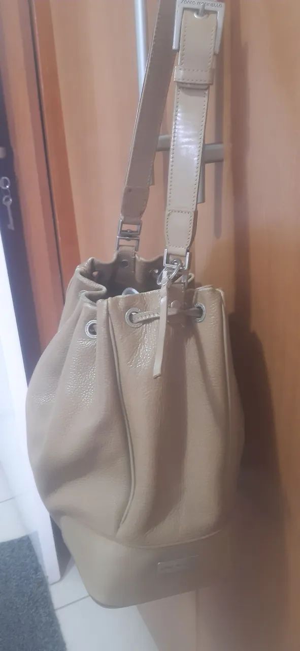 Bolsa nude em couro - Foto 3
