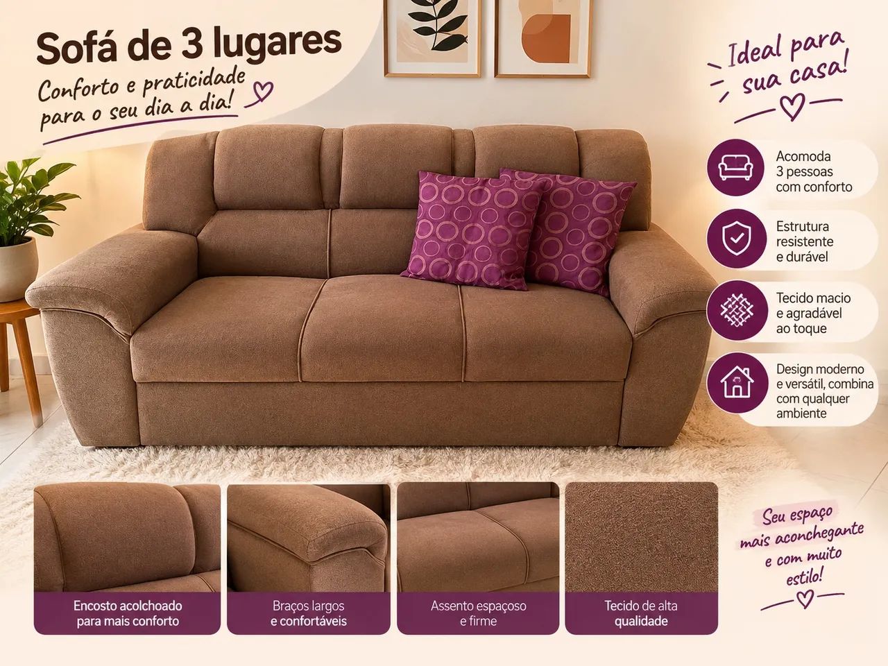 Sofá 3 lugares 