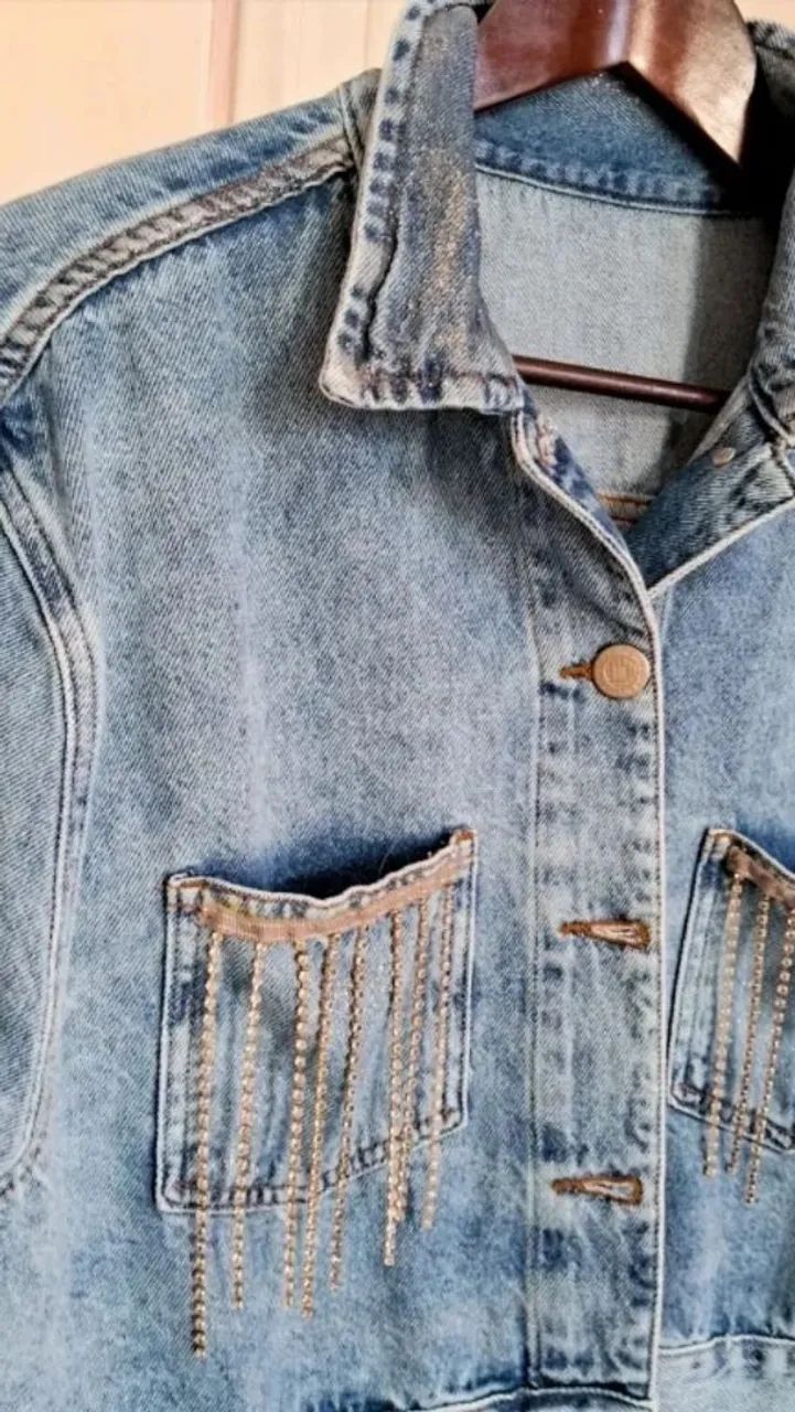Jaqueta jeans strass Blue Mais tam M  - Foto 2