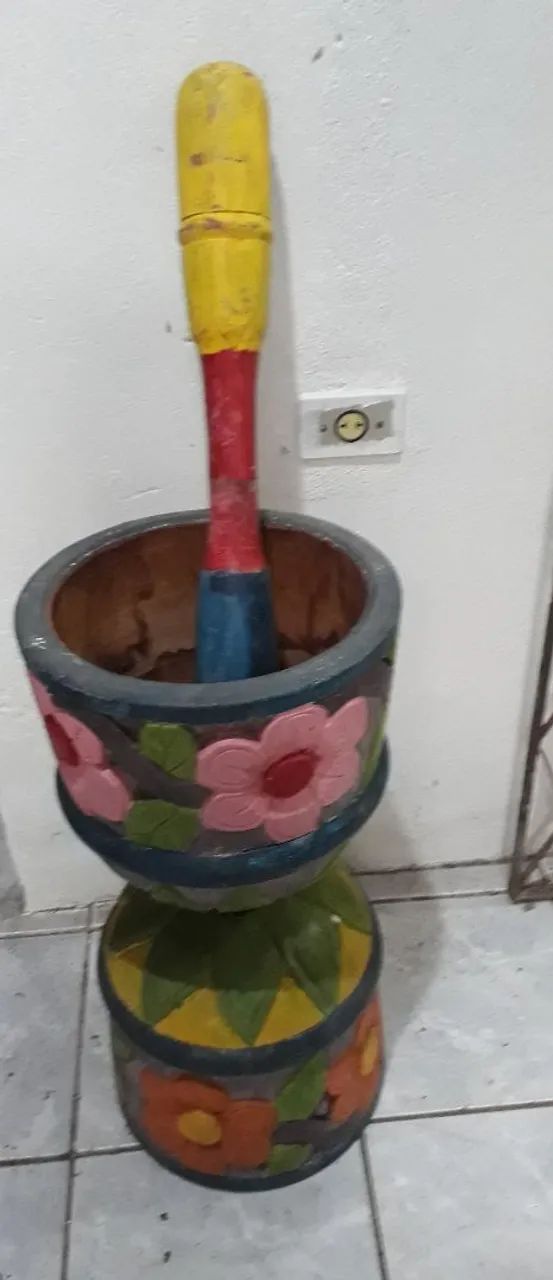 Pilão Antigo todo pintado - Foto 4