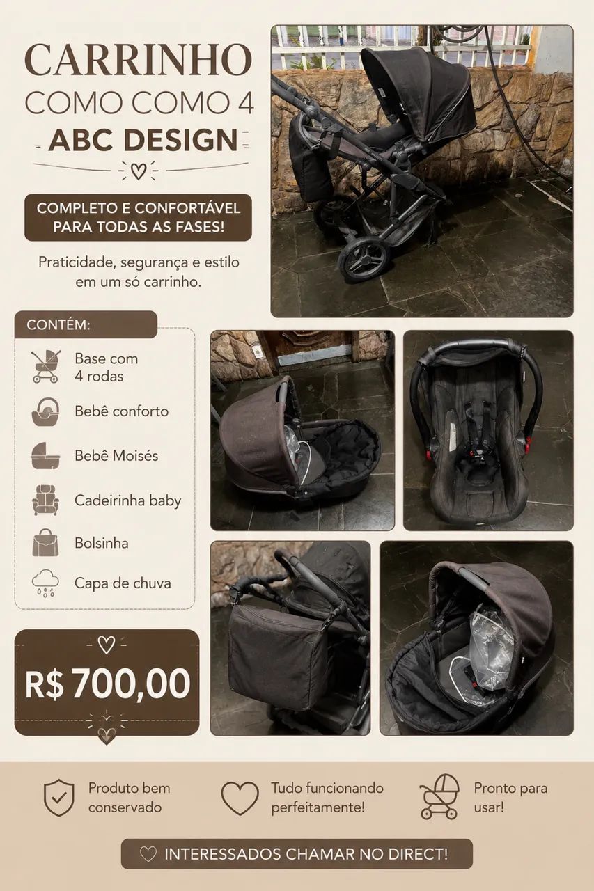 CARRINHO DE BEBÊ KIT 3 cadeirinhas 