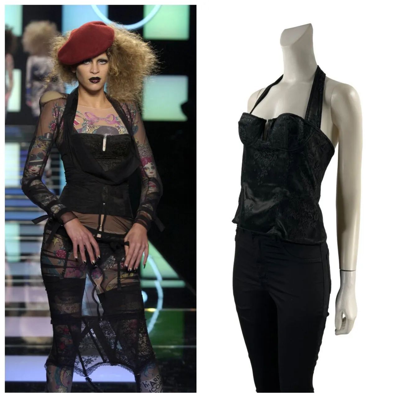 John Galliano ブラックキャミソール Raríssimo Corset Christian Dior SS04 John Galliano Desfilado na