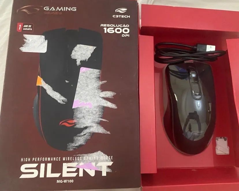 mouse gamer sem fio silent mg-w100bk c3 tech preto - Foto 4