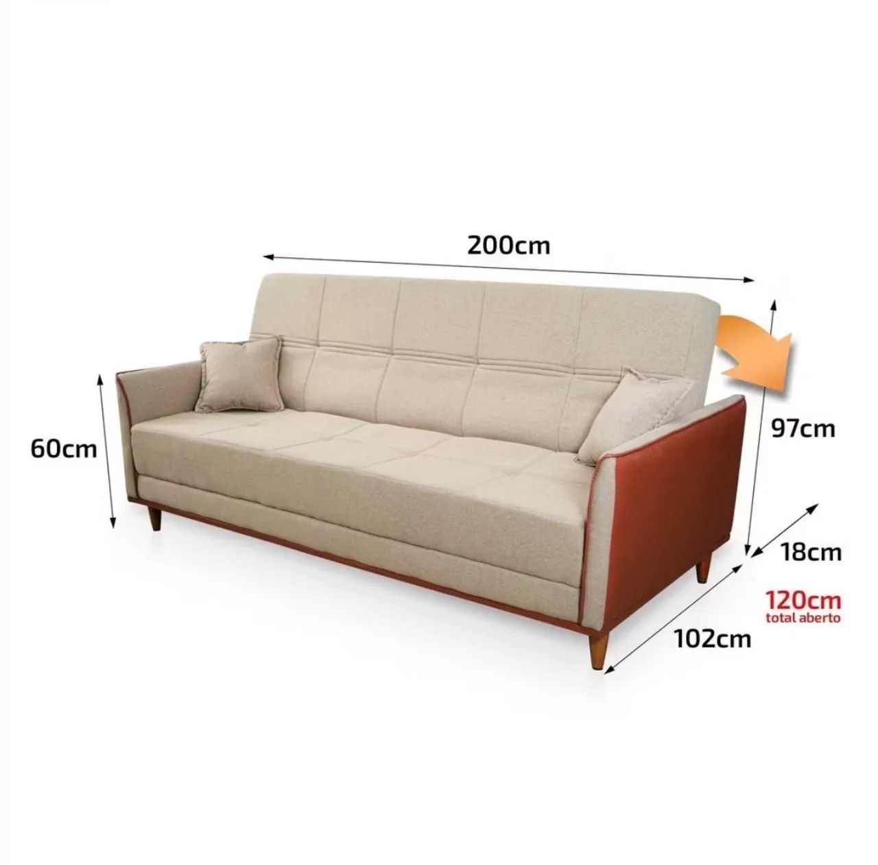 Sofá Cama Sérvia 2,00m Linho Bege Bouclê - King House - Foto 3