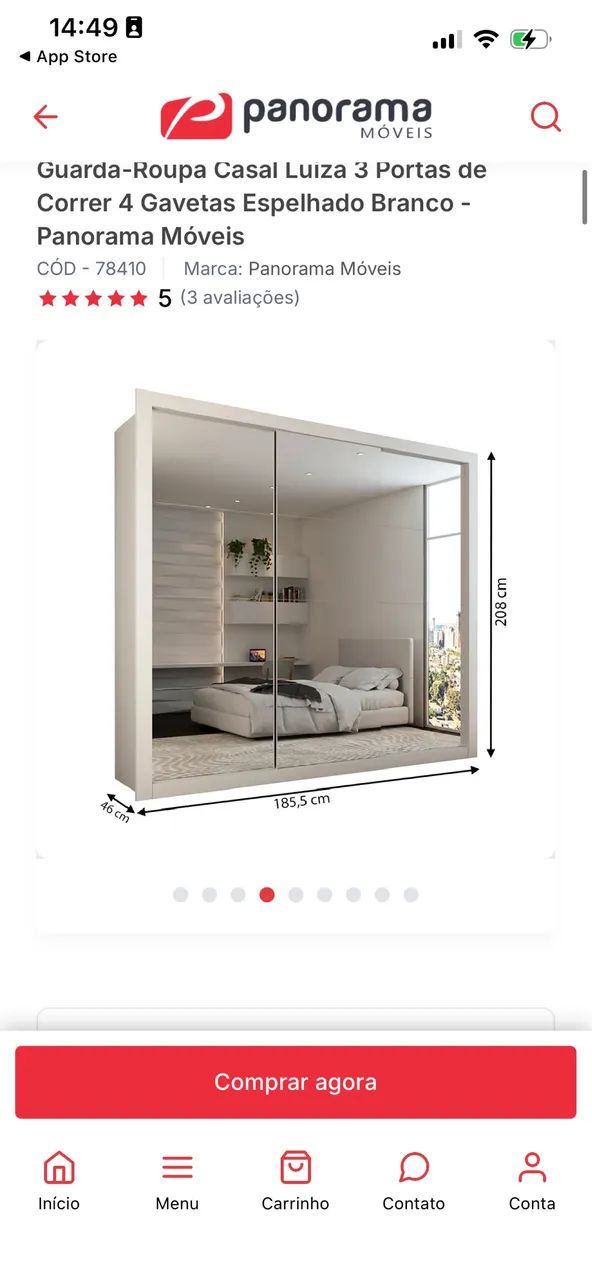 GUARDA ROUPA CASAL ESPELHADO