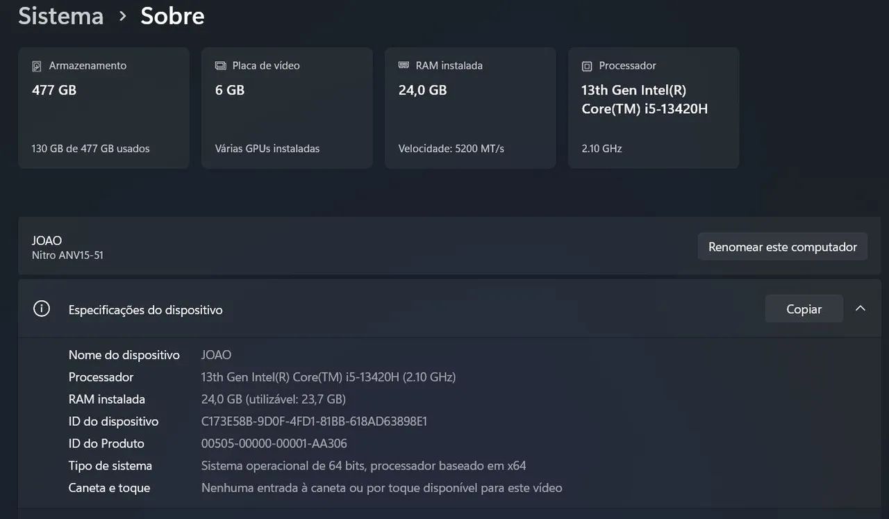 Notebook Gamer Acer Nitro v15 4050 - Foto 3