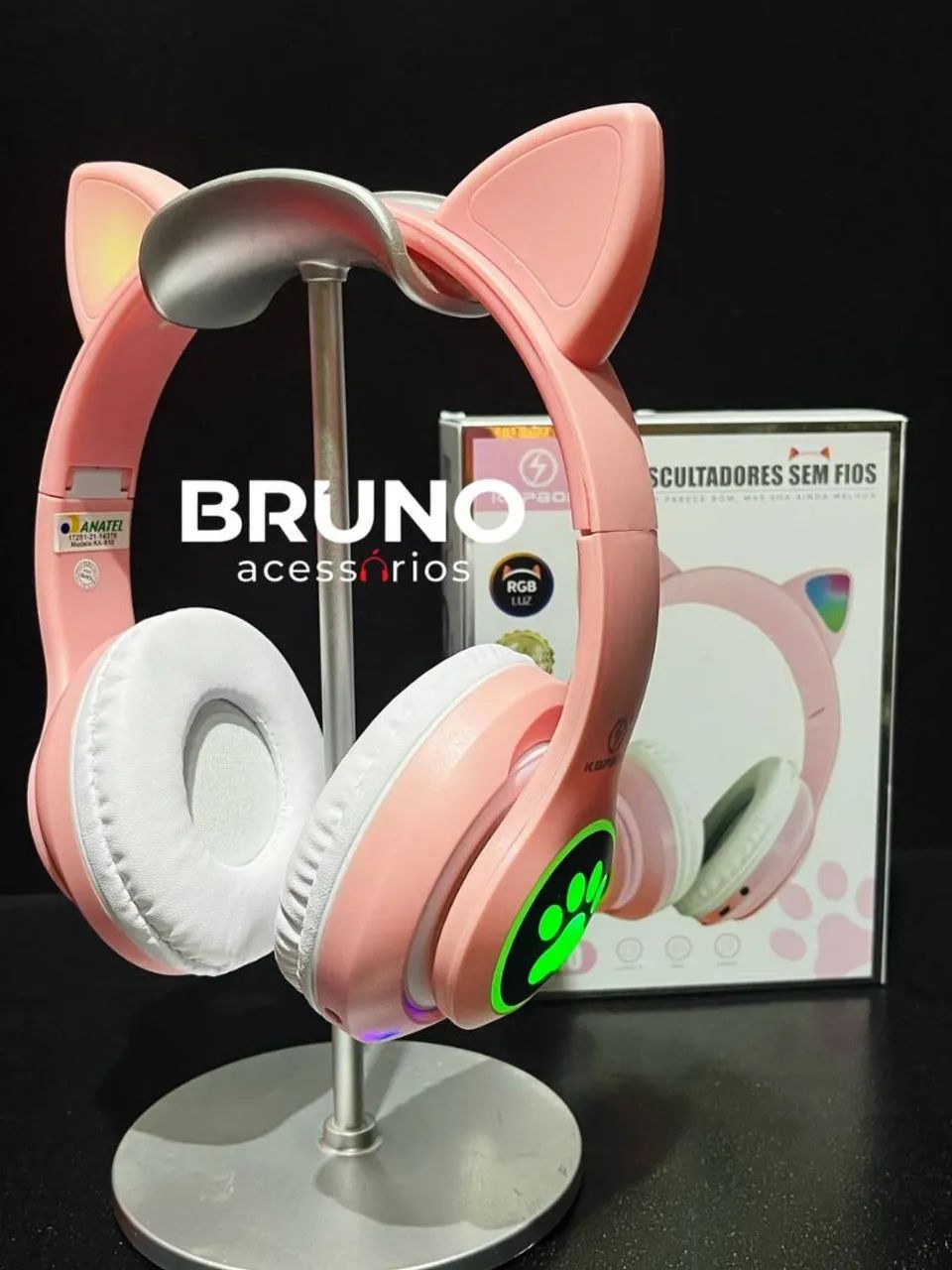 Fone de ouvido Bluetooth Orelha gato - Foto 3