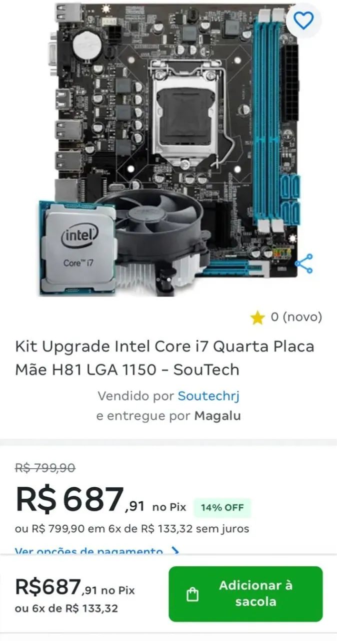 Processador i7 4790K + Placa mãe pra sair hoje - Peças de Hardware