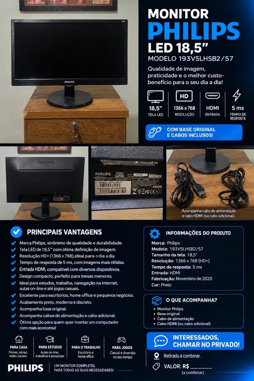 MONITOR PHILIPS LED 18,5?