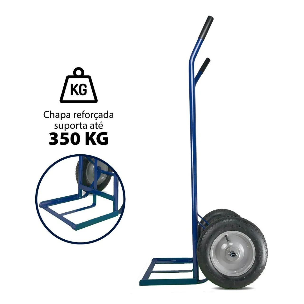 Carrinho de Cargas Armazém Transporte 350kg Azul Reforçado  - Foto 3