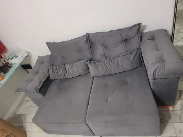 Sofá 4 lugares Retrátil, Cinza - Foto 2