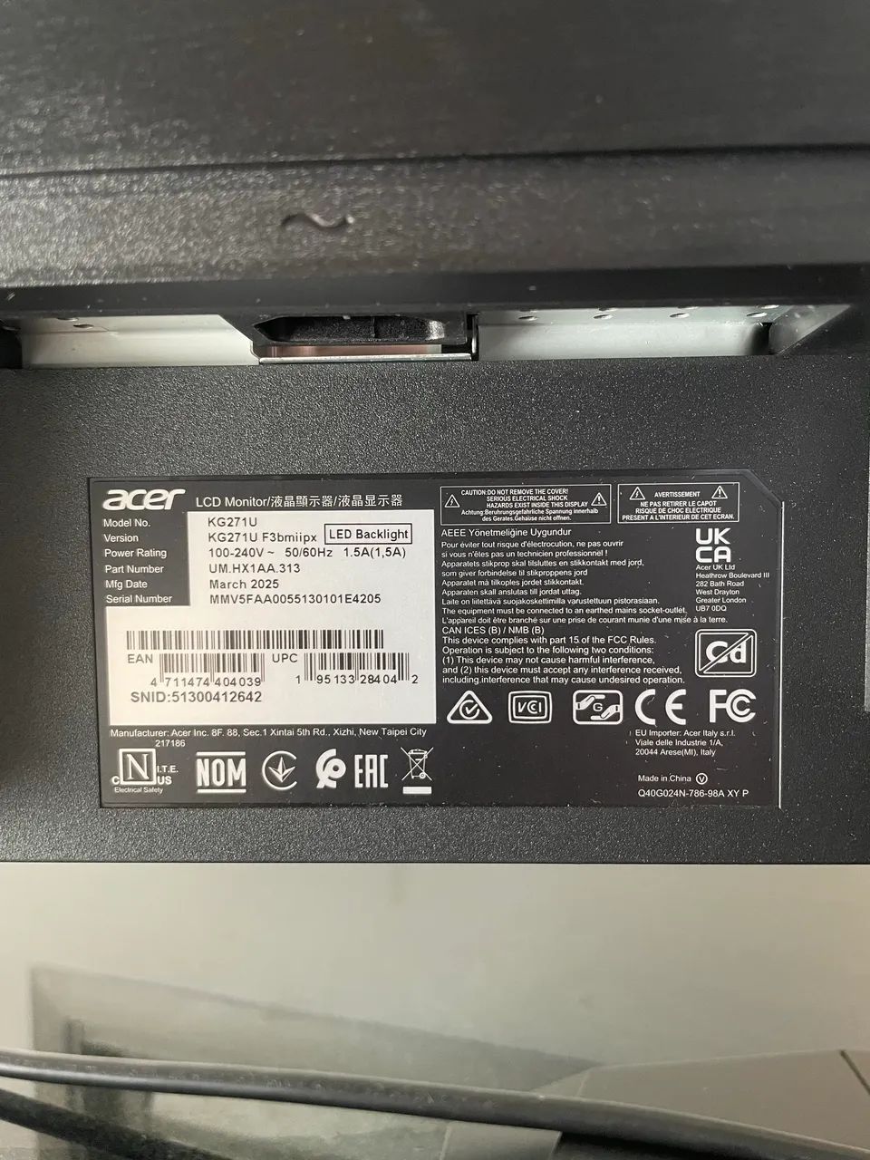 Monitor Gamer 320Hz - Acer Nitro - Foto 5