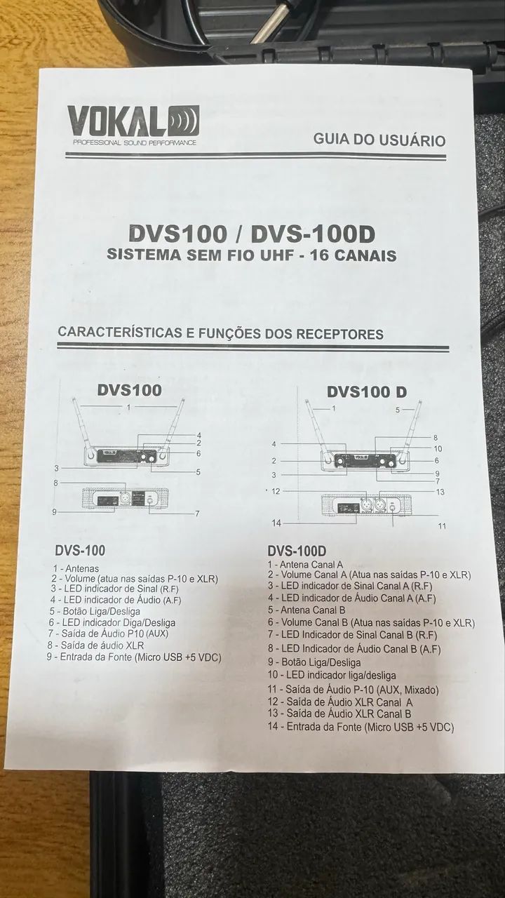 Microfone Sem Fio Vokal DVS100 UHF 16 Canais Completo  - Foto 2