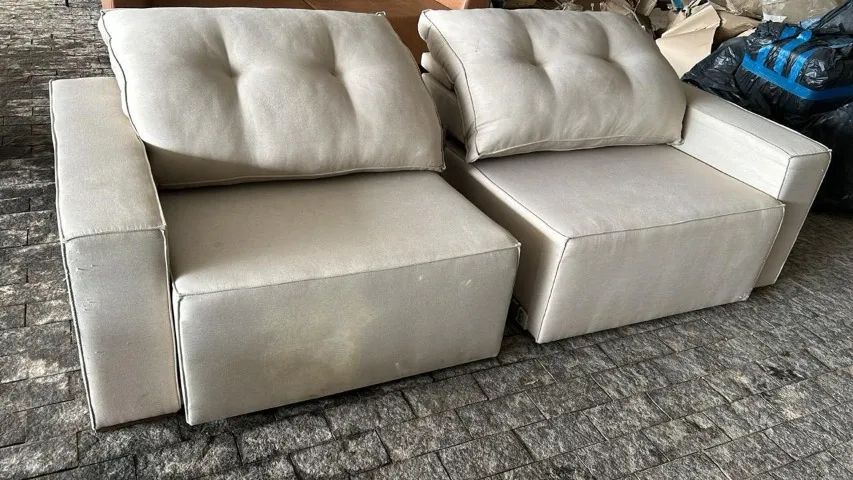 Sofá Retrátil Módulos em Sued - Cor: Off White - 1.10x1.00 