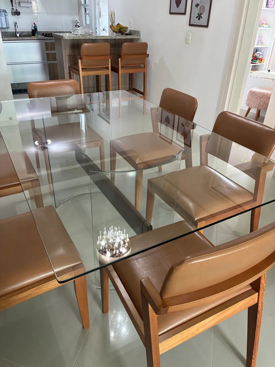 Mesa de jantar retangular em vidro - Foto 3