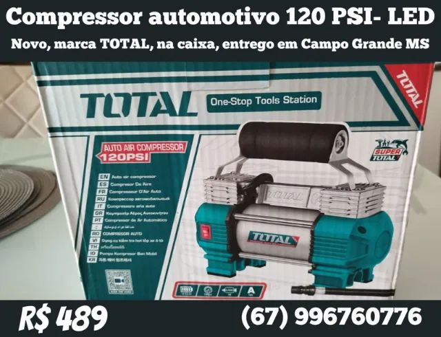 Compressor automotivo 120 PSI- LED Novo, marca TOTAL, na caixa, entrego