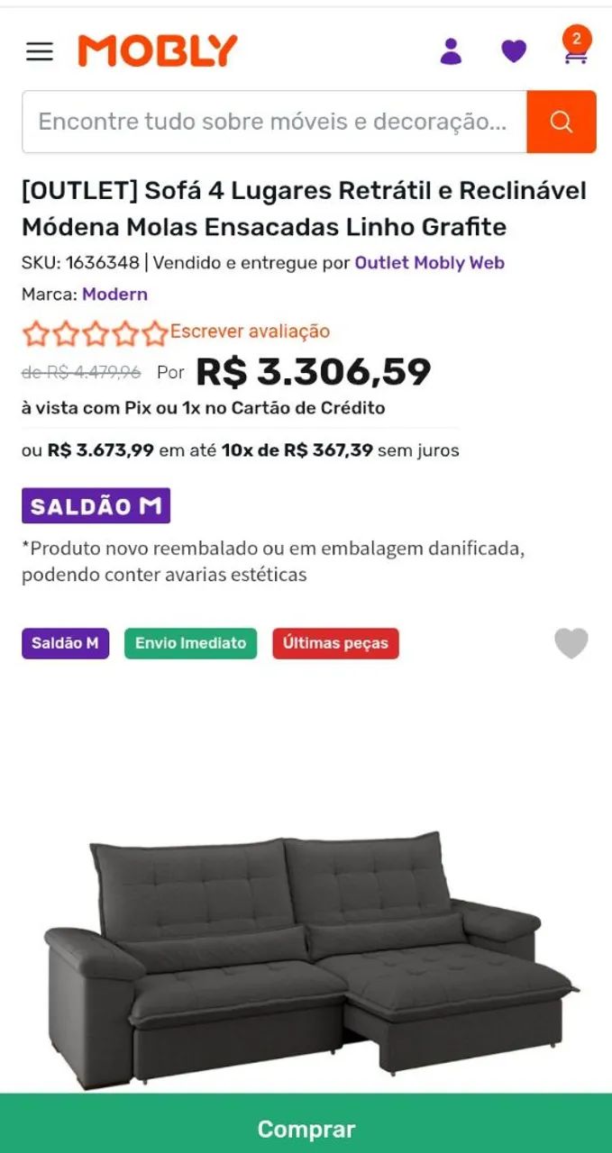 Sofá Retrátil e Reclinável Molas Ensacadas Linho Grafite - Foto 4