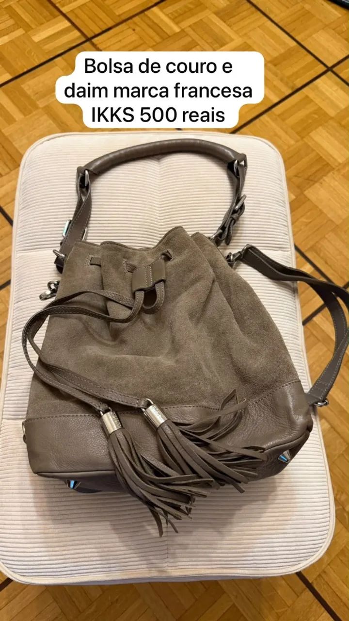 Bolsa de couro e daim IKKS