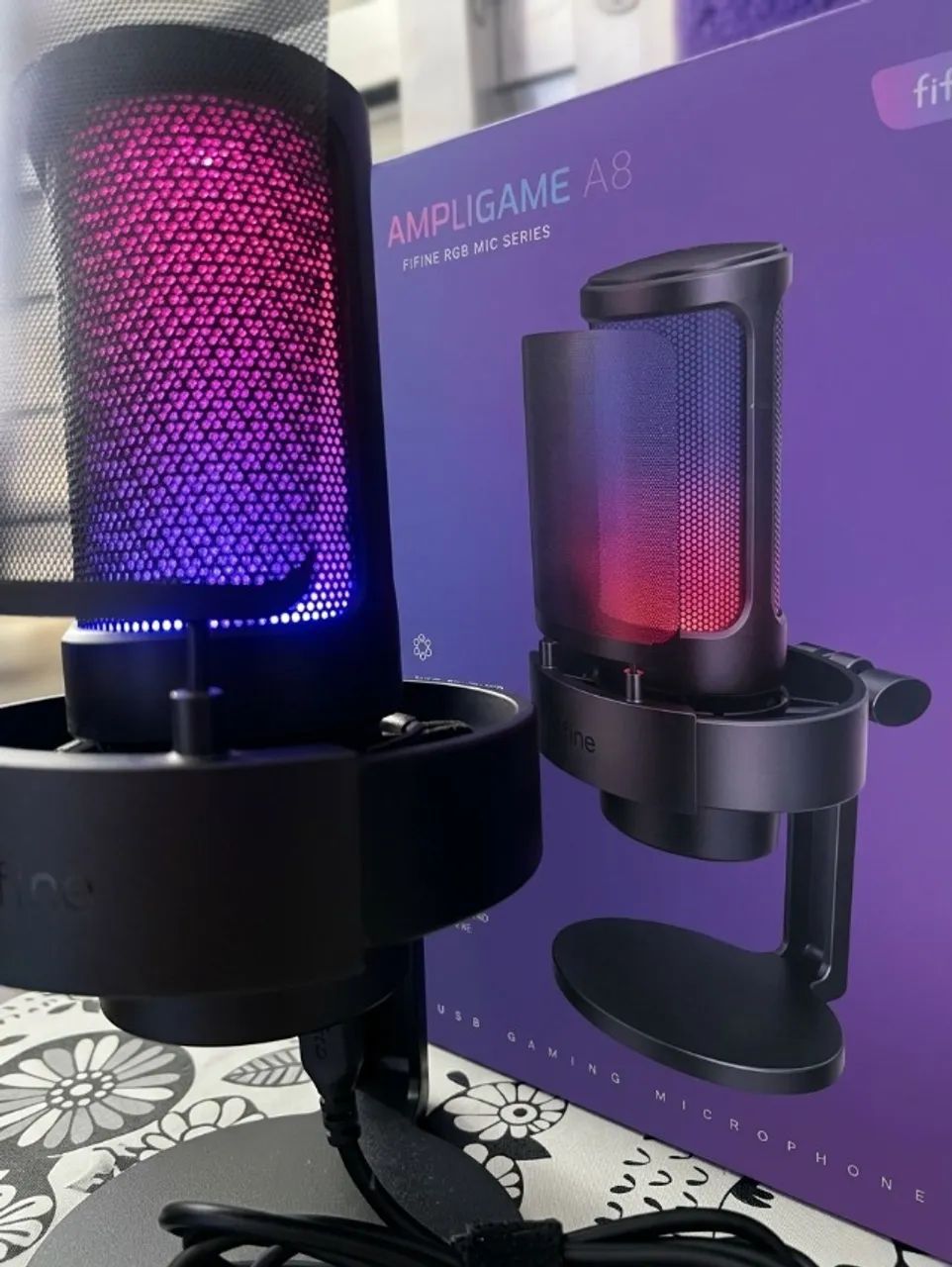 Microfone Usb Fifine A8 Plus Ampligame Rgb (Usado)
