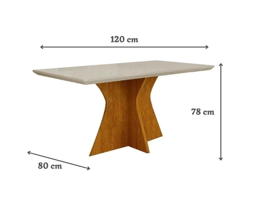 Mesa Jantar Tampo Vidro 120 X 80cm