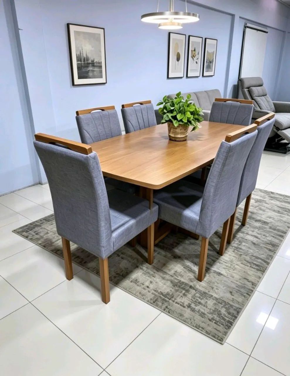 Mesa de jantar 6 cadeiras, base e tampo de madeira maciça. Lançamento! 